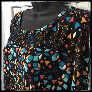 📣SOLD LuLaRoe Julia Dress Colorful Triangles Flowers XL